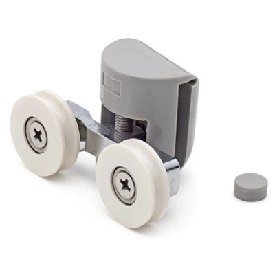 Image of ShowerPart Twin/Double Top U Grooved Shower Door Rollers/Wheels/Runners L016, Wheel Diameter 22mm and 25mm, Thickness 6mm, Plastic, Replacement Parts, 2X