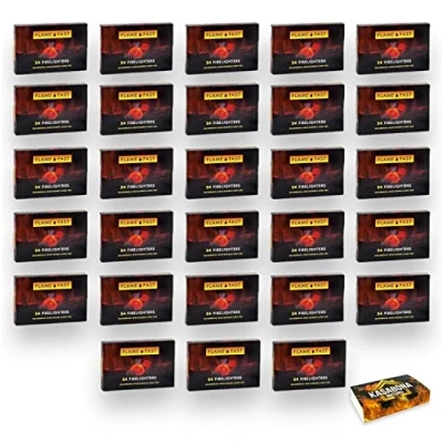 Image of Flamefast Firelighters Bulk Pack Fire Lighters Starter Blocks Hotspot Burners BBQ Open with KasaBona Safety Matches 24 (672 Firelighters)