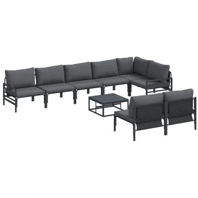 Image of vidaXL Garden Sofa Set 9 pcs Anthracite Steel