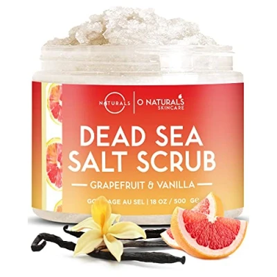 Image of O Naturals Exfoliating Dead Sea Salt Grapefruit Essential Oil Face Body &amp; Foot Scrub. w/Vanilla &amp;. Hydrating Exfoliate Skin, Men Women Scrub 18oz