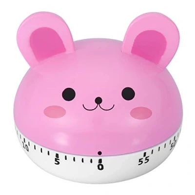Image of Cartoon Animal Timer Cooking Mechanical Mechanism Manual Shape Counters for Kitchen Sync Tool (Pink Rabbit)