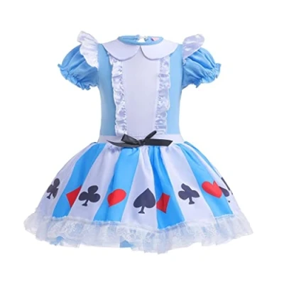 Image of Lito Angels Alice in Wonderland Princess Ballerina Costume Ballet Leotard with Tutu Dress for Kids Girls, Fancy Dance Wear Outfit Age 6 7 Years, Blue (Tag Number 130)