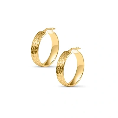 Image of Amberta Women Handmade 925 Sterling Silver Chunky Hoop Earrings: Hammered Gold Earrings 20 mm