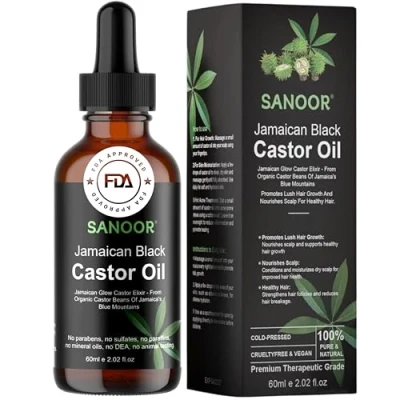 Image of SANOOR Jamaican Glow Castor Elixir Oil 100% Pure (2.02oz) Infused with Nutrients Hair Butter Cold pressed 60ml