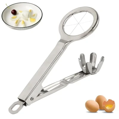 Image of Best Utensils Stainless Steel Egg Slicer Wedger Cutter, Divides Hard Boiled Eggs Into 6 Equal Segments in One Action