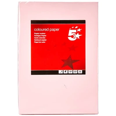 Image of 5 Star Coloured Card Multifunctional 160gsm A4 Light Pink [250 Sheets]