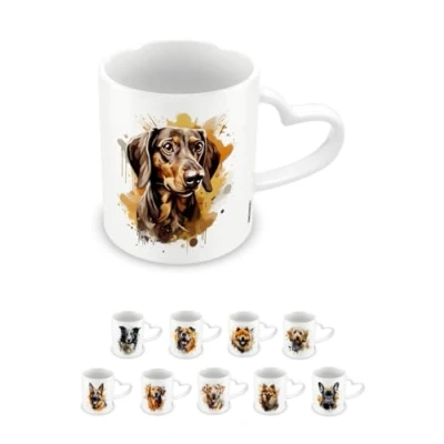 Image of Pyramid International, Love My Dog (Dachshund), Heart Handle 11oz / 315ml Ceramic Mug, One Size