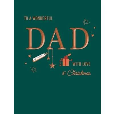 Image of Avant Garde Studios Classic Christmas Card, Wonderful Dad, teal 8 x 6 inches Piccadilly Greetings