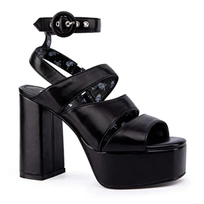Image of LAMODA Women&#039;s Girl from Mars Court Shoe, Black Pu, 7 UK