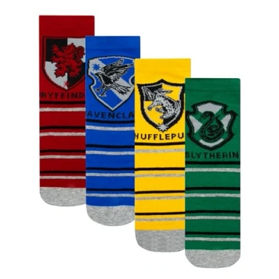 Image of Harry Potter Socks 4 Pack Ravenclaw, Hufflepuff, Slytherin, Gryffindor For Kids Boys Novelty Multicolour 6 8