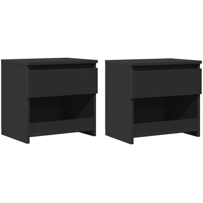 Image of vidaXL Bedside Cabinets 2 pcs Black 40x30x39 cm Engineered Wood
