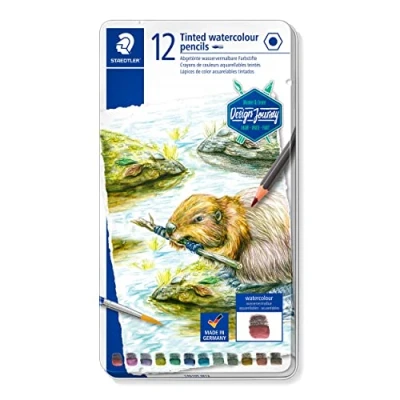 Image of STAEDTLER 14610T M12 Design Journey Tinted Watercolour Pencils Assorted Colours (Tin of 12)