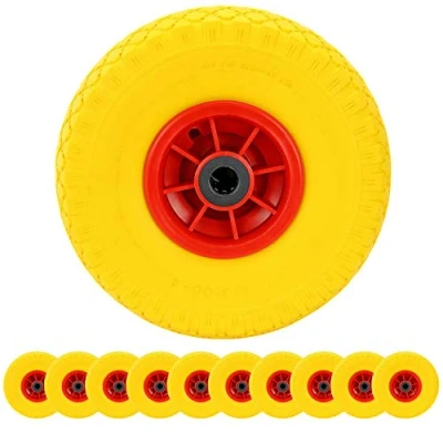 Image of Bond Hardware® 10 x 10&quot; 3.00 4 Yellow Sack Truck Hand Trolley Cart Wheelbarrow Solid Rubber Wheel Tyre Tires 20mm