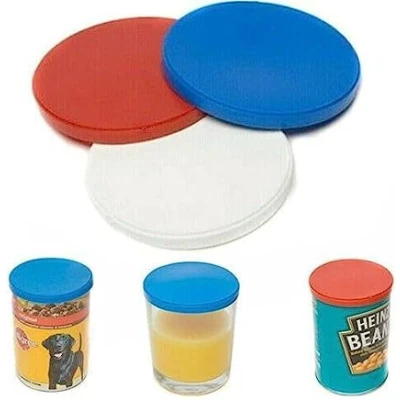 Image of Can Tin Cover Plastic Lid Caps Pet Food Fresh Top Reusable Dog Cat x 3pc