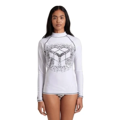 Image of Arena Women&#039;s Graphic UV Protection Long Sleeve Shirt White Black
