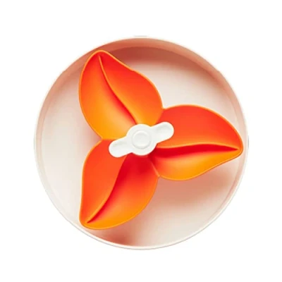 Image of PetDreamHouse SPIN Interactive Slow Feed Bowl For Dogs, Fun Puzzle Feeder Prevents Bloating And Controls Fast Eating One Size Orange Bougainvillea