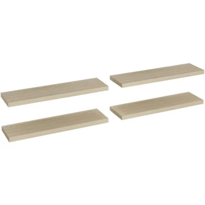 Image of vidaXL Floating Wall Shelves 4 pcs Oak 90x23.5x3.8 cm MDF