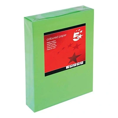Image of 5 Star Coloured Copier Paper Multifunctional Ream Wrapped 80gsm A4 Deep Green [500 Sheets]
