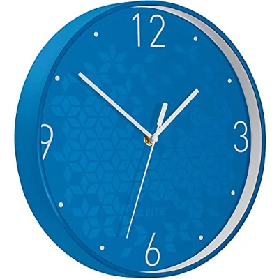 Image of Leitz WOW Quartz Wall Clock, Perfect for Office, Kitchen, Living room and Bathroom, 29 cm Blue