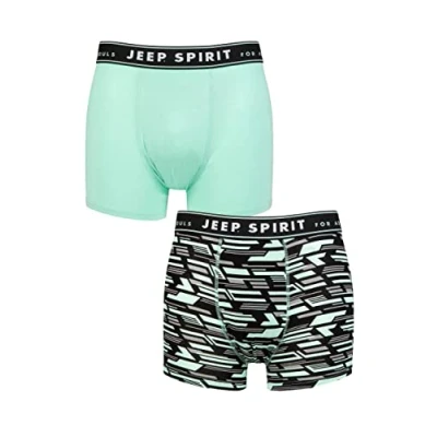 Image of Mens 2 Pack Jeep Camo Printed Bamboo Trunks Cool Grey / Turquoise M