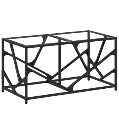 Image of vidaXL Coffee Table with Transparent Glass Top Engineered Wood &amp; Steel Frame 78.5x40x41 cm Modern Living Room
