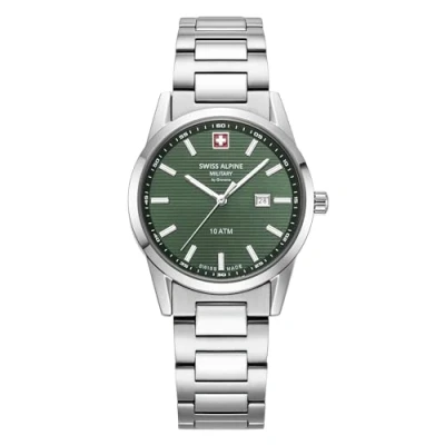 Image of swiss alpine military Women&#039;s Watch Analogue Quartz 7767.1 Stainless Steel, Steel/Steel/Green 1134sam, Bracelet