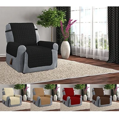 Image of Reversible Water Repellent Furniture Protector Protects from Spills, Stains, Dirt, Scuffs and Pet Hair Armchair in Black