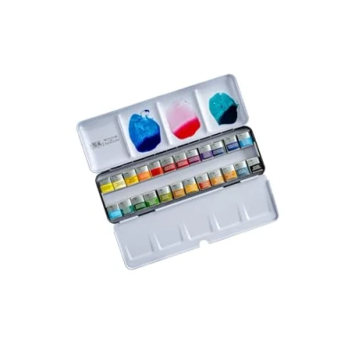 Image of Winsor &amp; Newton Professional Water Colour Lightweight Metal Box, 24 Half Pans