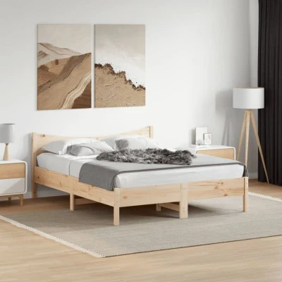 Image of vidaXL Bed Frame without Mattress 150x200 cm King Size Solid Wood Pine