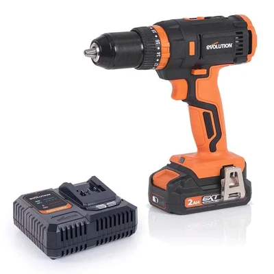 Image of Evolution Power Tools R13CMB Li 18V Cordless Combi Drill with 3 Modes (Drill, Drive, Impact) Variable Speed, Belt Clip, LED Worklight Lithium Ion Battery &amp; Charger Included