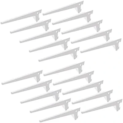 Image of Emuca Shelf Brackets for Single Slot Wall Rail (Grid Dimension: 50mm), White, 250mm, Set of 20 Pieces