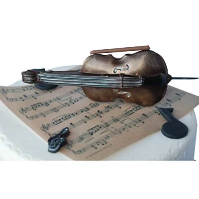 Image of Personalised CELLO Handmade Set from Dark Belgian Chocolate Cake Decoratio Topper PLEASE SEND YOUR PERSONALISATION INFORMATION BY SELECTING &quot;CONTACT SELLER&#039;&quot;IN ORDERS SECTION