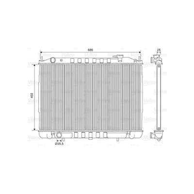 Image of 21410VK505 Engine radiator VALEO 701611 Aluminium 450mm 691mm 26mm without coolant regulator Brazed cooling fins