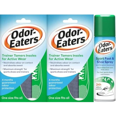 Image of Odor Eaters Trainer Tamers Insoles x 2 Plus Sport Foot &amp; Shoe Spray 150 ml Bundle
