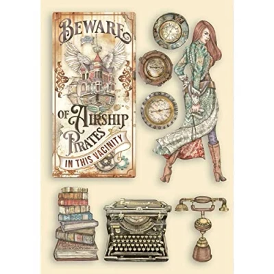 Image of Stamperia International Coloured Shape Lady Vagabond Lifestyle Typing Writer, Multicoloured, A5