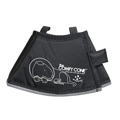 Image of All Four Paws Comfy Cone Pet for Dogs, Cats, X Small, Black Comfortable Soft Dog Collar Alternative After Surgery, Wound Care, Spay, Neuter and Cat Recovery