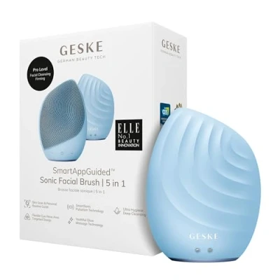 Image of GESKE SmartAppGuided™ Sonic Facial Brush 5 in 1 Vibrating Electric Cleansing Soft Silicone Professional Cleanser Skin &amp; exfoliator face Massager