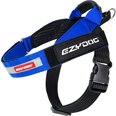 Image of EZYDOG Express Dog Harness for Small, Medium and Large Dogs, Angled Ergonomic Design, Moulded Grip Handle, Easy Release Side Buckle (S, Blue)
