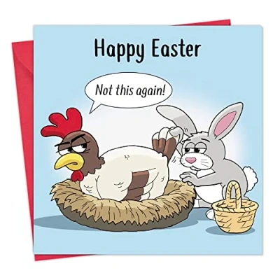 Image of Twizler Funny Easter Card with Hen For Him Her Husband Wife Son Gifts