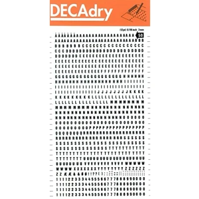 Image of Letters &amp; Figures Black Transfers 3mm 1 Sheet