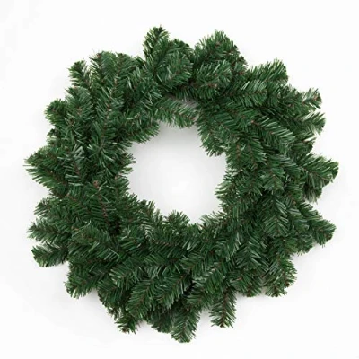 Image of 55cm Green Christmas Wreath Alaskan Pine for Fireplaces Home Wall Door Stair Artificial Xmas Tree Garden Yard Decorations