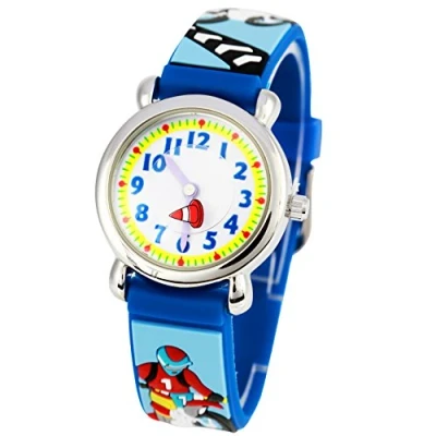 Image of ele ELEOPTION Children&#039;s Watch Waterproof 3D Cute Cartoon Round Dial Silicone Rubber Band Quartz Wrist Xmas Gift for Little Girls Boy Kids Children Environmental Friendly (Cool Motorcycle, Blue)