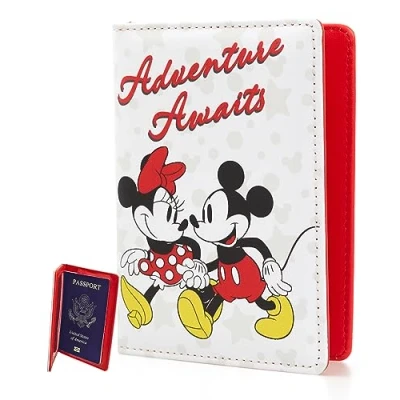 Image of Disney Mickey &amp; Minnie Mouse Passport Holder Travel Accessories Officially Licensed, Multicolor, Classic