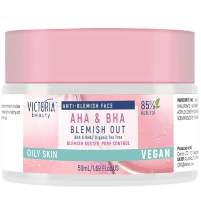 Image of Victoria Beauty Blemish Out Tea Tree Cream Pore Minimizer, Dark Spot Remover for Face with AHA BHA Salicylic and Glycolic Acid Oily Skin Vegan, 87% Natural