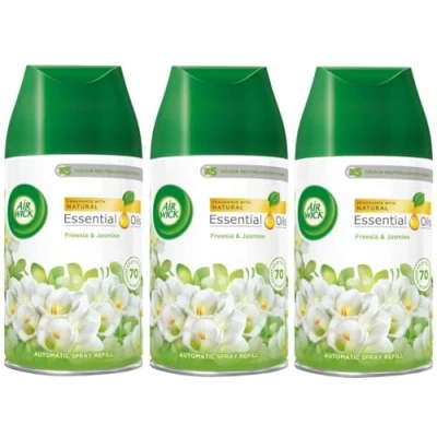 Image of 3 x Air Wick Freshmatic Max Automatic Spray Refill 250ml Freesia &amp; Jasmine