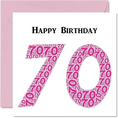 Image of Fun 70th Birthday Cards for Woman Shapecloud Happy Card Dad Mum Great Grandad Grandpa Nanny Grandma Gran Uncle Auntie, 145mm x Greeting Cards,