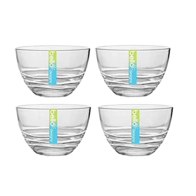 Image of Bello Set of 2 Plastic Desert Bowl with Elegant Swirl Small Serving Dish Single Portion 14cm x 8.5cm