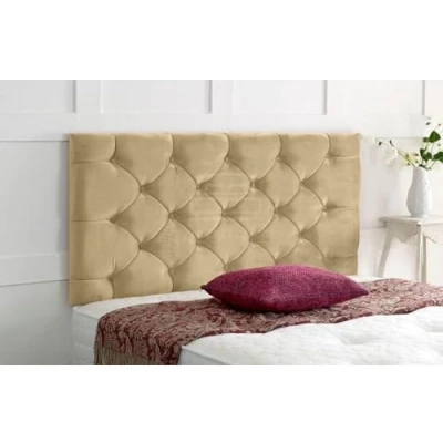 Image of Chesterfield Headboard in Plush Velvet for Divan Bed with Matching Buttons (Coffee, Single 3 FEET, Height 24 INCHES)