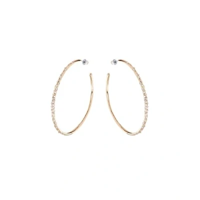 Image of Karen Millen Crystal Sprinkle Large Hoop Earrings For Women (Gold/Clear Crystal)