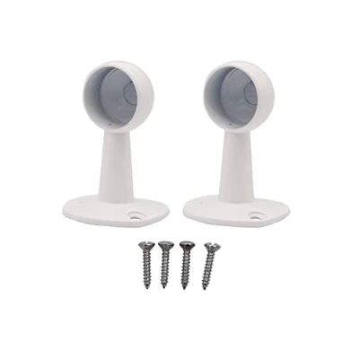 Image of EAI White Wardrobe Rail Drop End Support Brackets for Round Tube 25mm